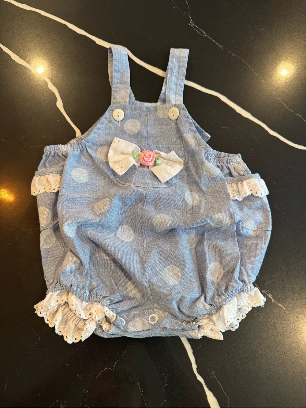 Vintage Polka Dot Baby Bubble Romper with Bow